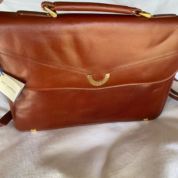 Vtg Ted Lapidus Leather File Attaché Bag Computer Laptop Briefcase Red NWT - Picture 14 of 16